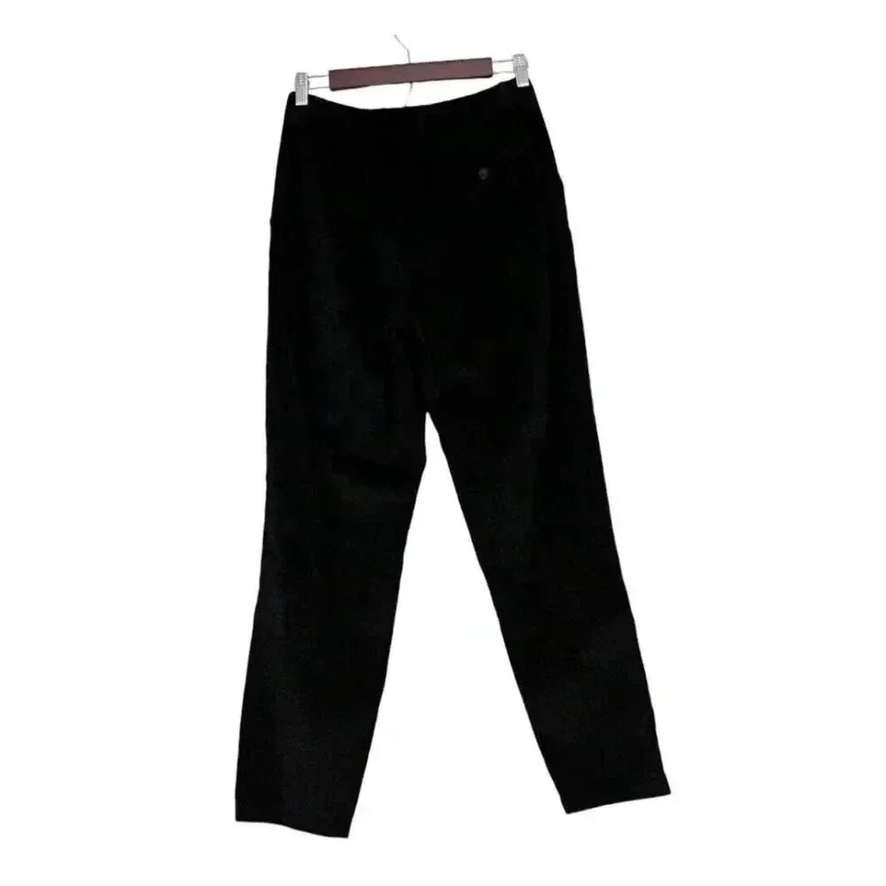 Talbots Velvet Chino Pants Size 8 Chevron Black Cotton Pleated Business Casual - Picture 7 of 12